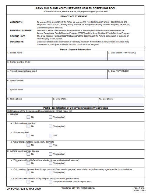 Download da Form 7625-1