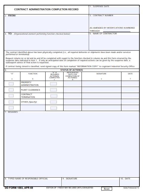 Download dd Form 1593