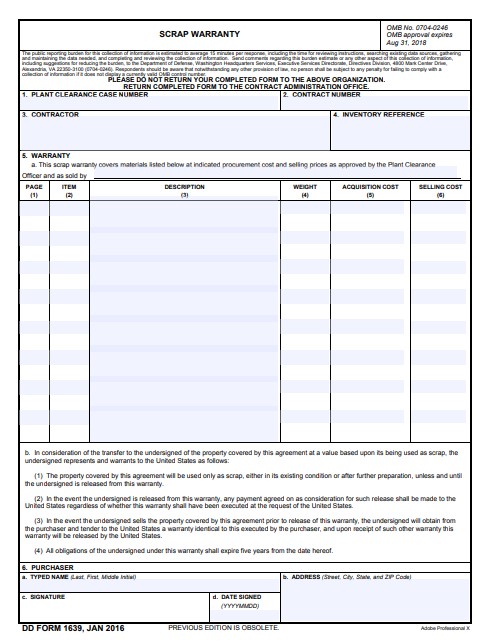 Download dd Form 1639