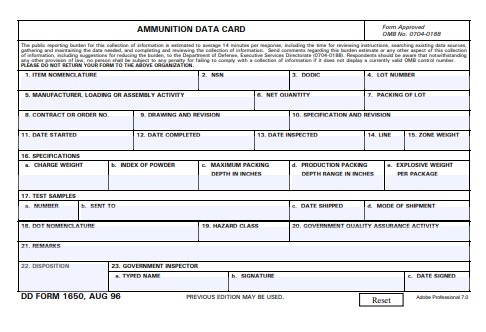 Download dd Form 1650