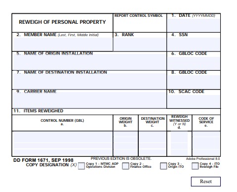 Download dd Form 1671