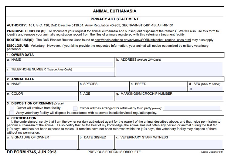 Download dd Form 1745