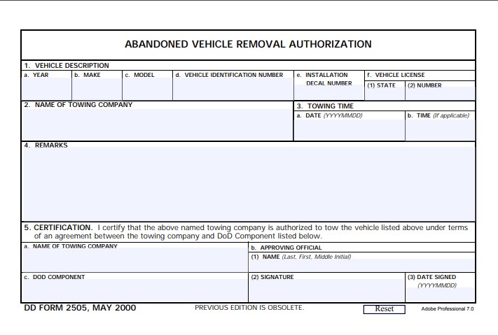 Download dd Form 2505