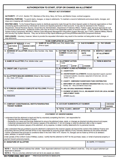 Download dd Form 2558