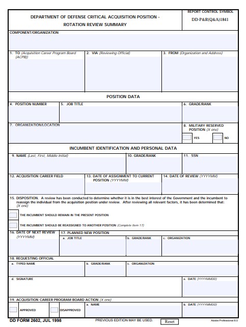 Download dd Form 2602