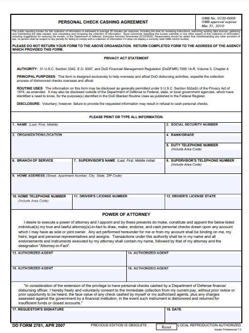 Download dd Form 2761