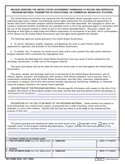 Download dd Form 2833