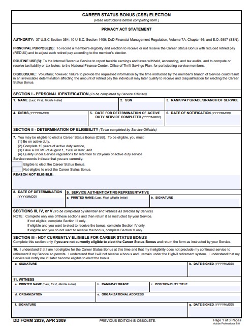 Download dd Form 2839