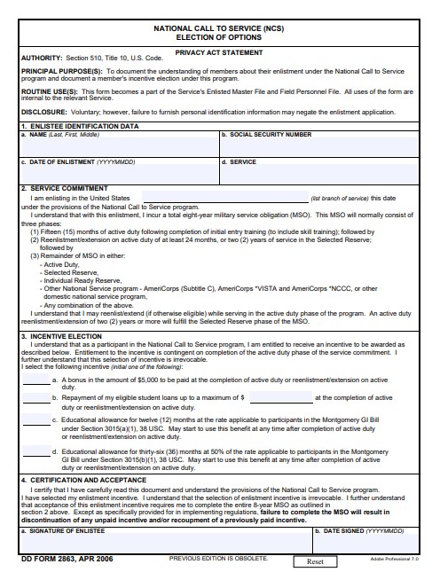 Download dd Form 2863