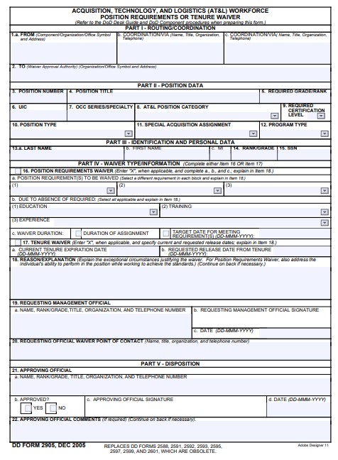 Download dd Form 2905