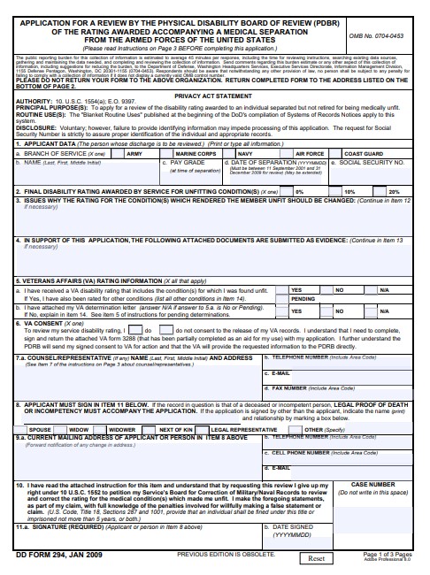 Download dd Form 294