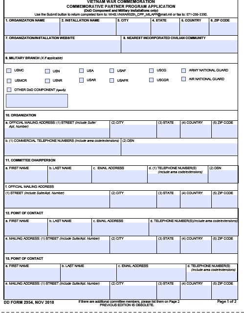 Download dd Form 2954