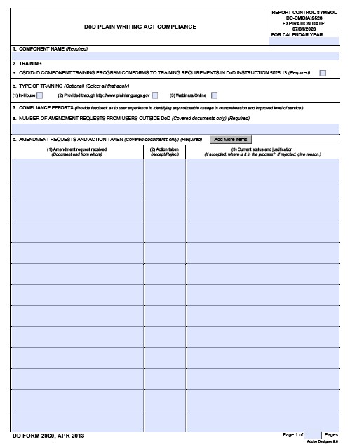 Download dd Form 2960