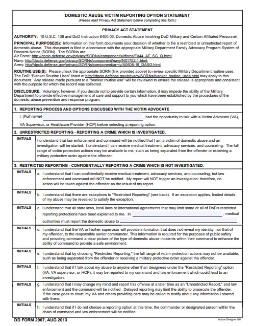 Download dd Form 2967