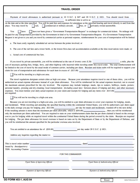 Download dd Form 453-1