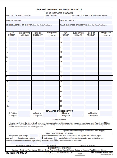 Download dd Form 573