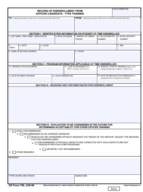 Download dd Form 785