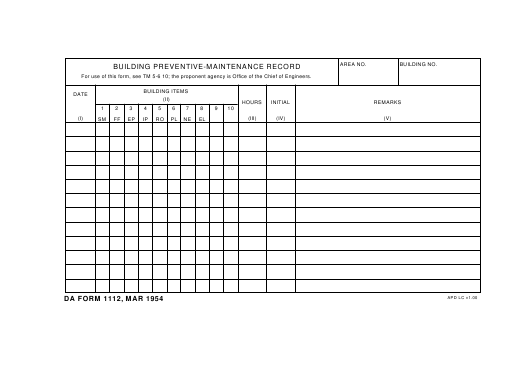 DA Form 1112 form preview