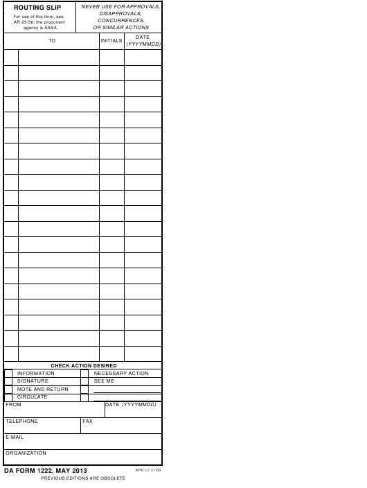 DA Form 1222 form preview