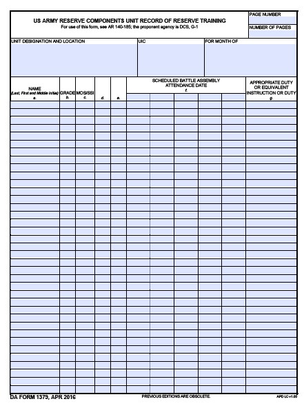DA Form 1379 form preview