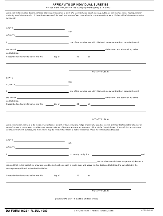DA Form 1622-1-R form preview