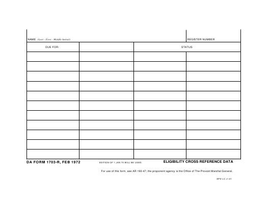 DA Form 1703-R form preview