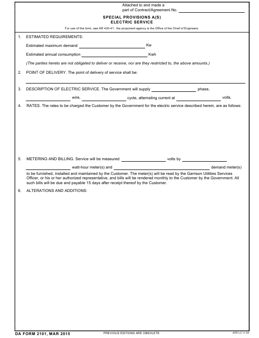 DA Form 2101 form preview
