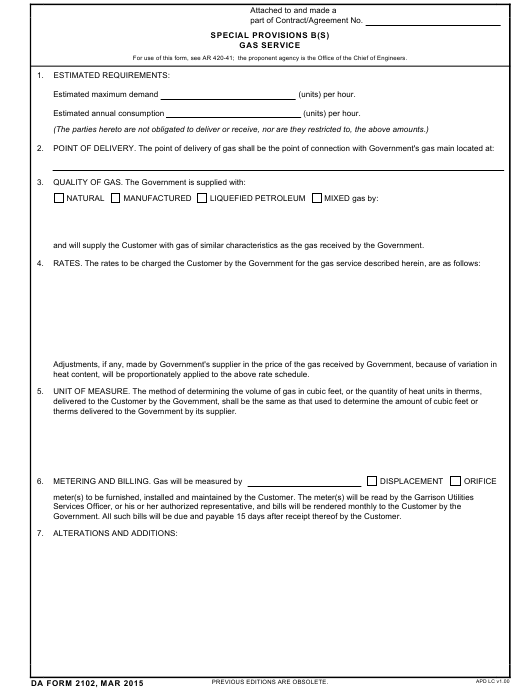 DA Form 2102 form preview