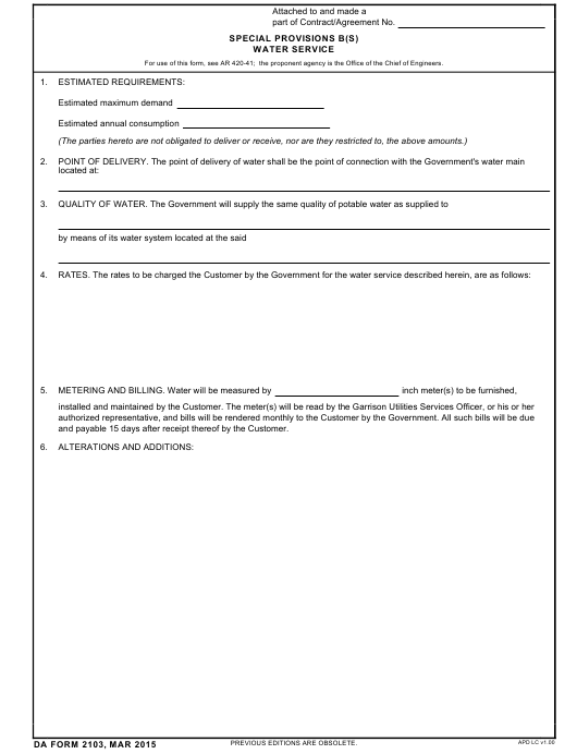 DA Form 2103 form preview