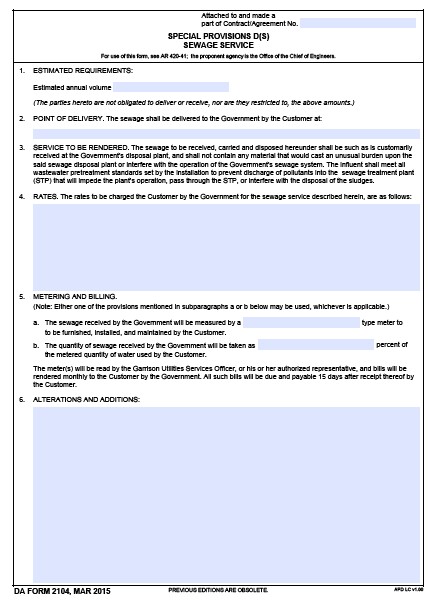 DA Form 2104 form preview