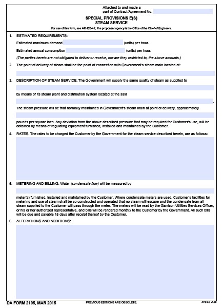 DA Form 2105 form preview