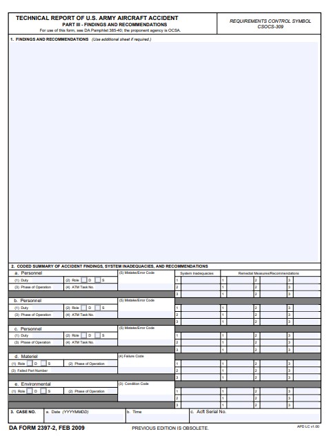 DA Form 2397-2 form preview