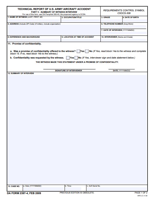 DA Form 2397-4 form preview