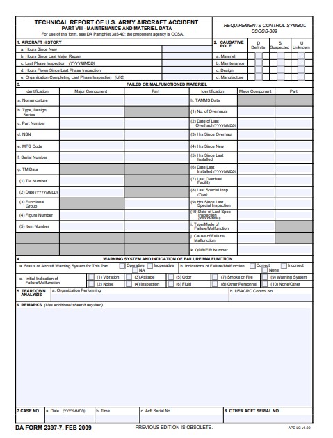 DA Form 2397-7 form preview