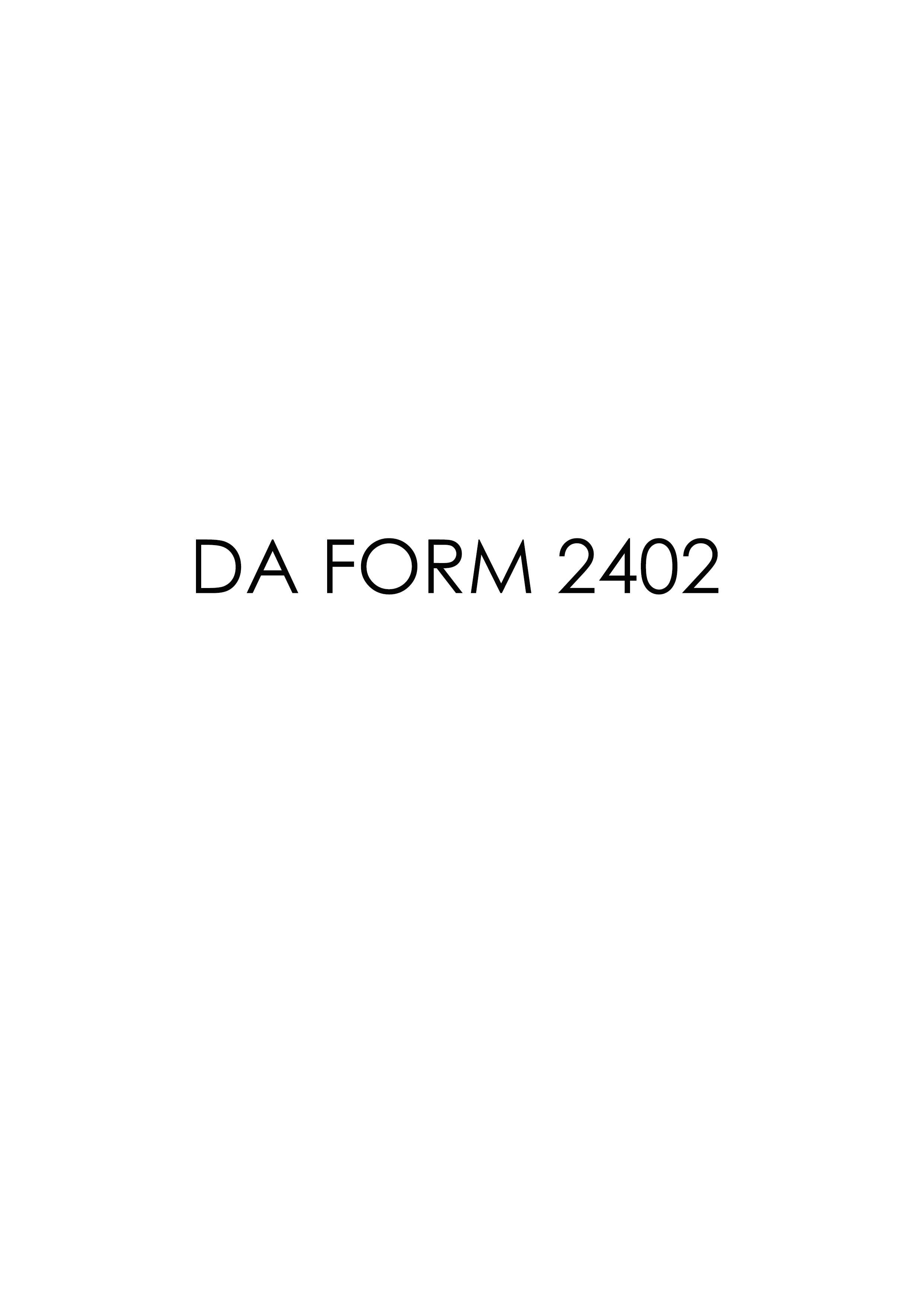 DA Form 2402 form preview