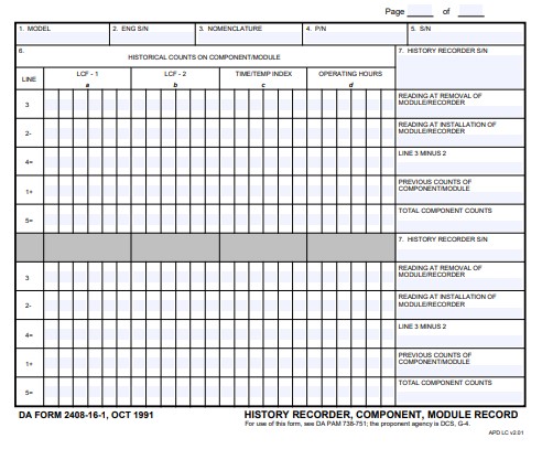 DA Form 2408-16-1 form preview