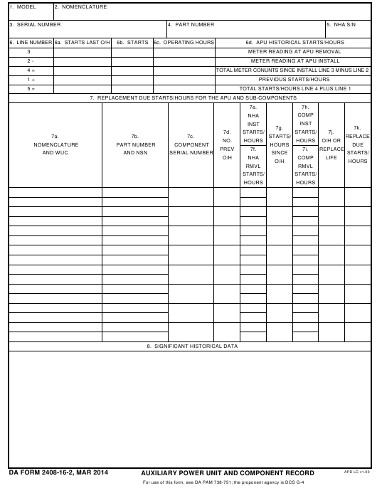 DA Form 2408-16-2 form preview