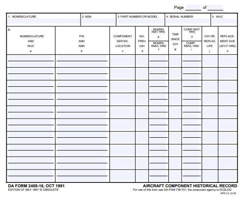 DA Form 2408-16 form preview
