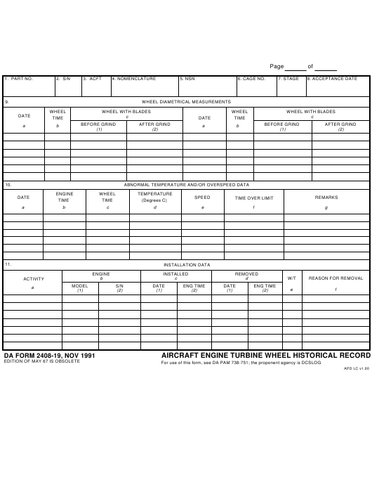 DA Form 2408-19 form preview