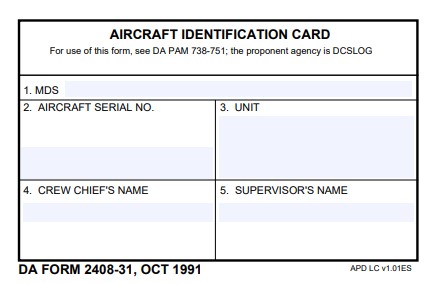 DA Form 2408-31 form preview