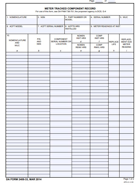 DA Form 2408-33 form preview