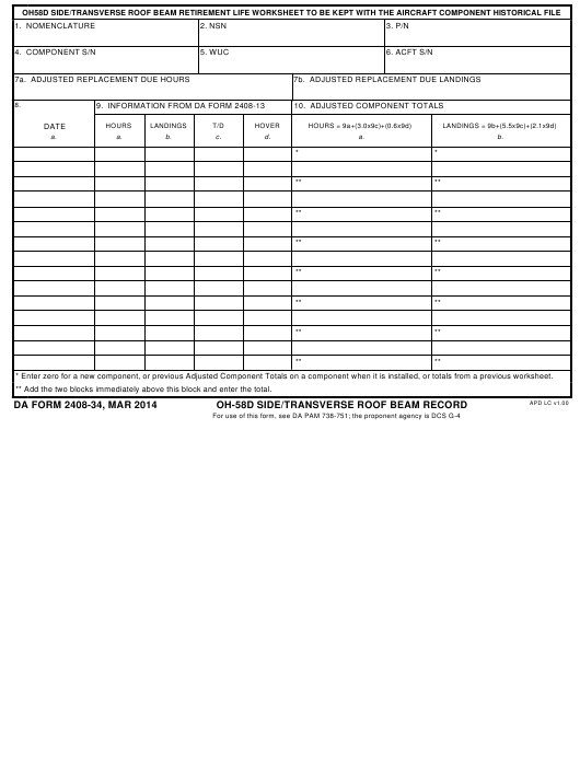 DA Form 2408-34 form preview