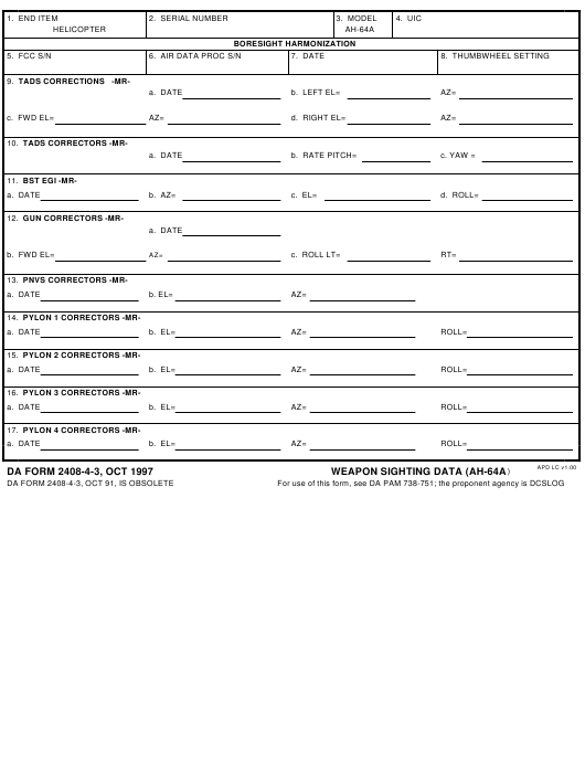 DA Form 2408-4-3 form preview