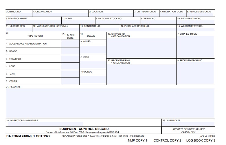 DA Form 2408-9 form preview