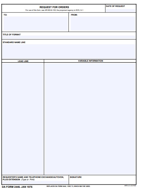 DA Form 2446 form preview