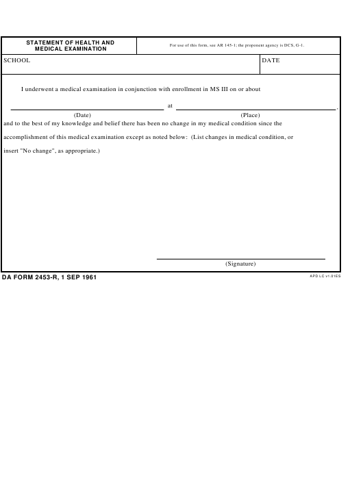 DA Form 2453-R form preview