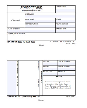 DA Form 2662-R form preview