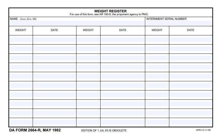DA Form 2664-R form preview