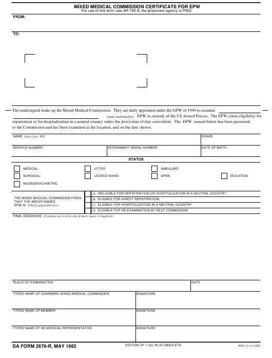 DA Form 2670-R form preview
