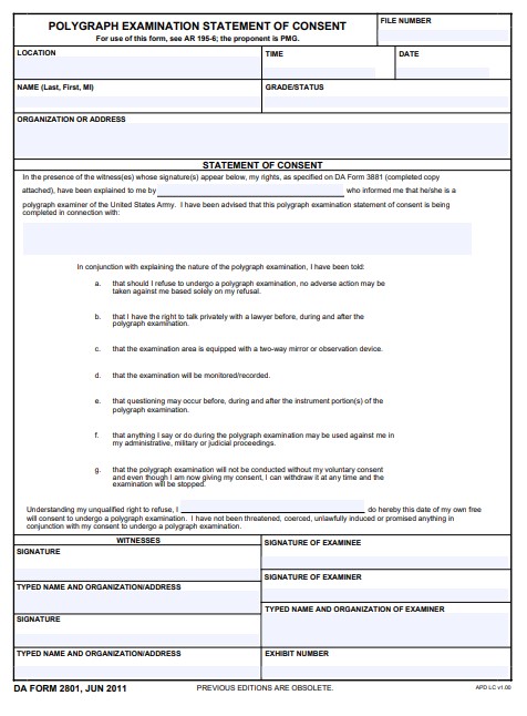 DA Form 2801 form preview